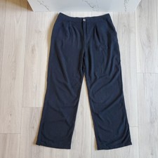 ASOS Dress Pants Womens 14 Tall Black Linen Blend Pleated Wide Leg Trousers