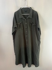 Torrid Women’s Size 4 Plus Dark Green Button Down Cotton T Shirt Sack Dress