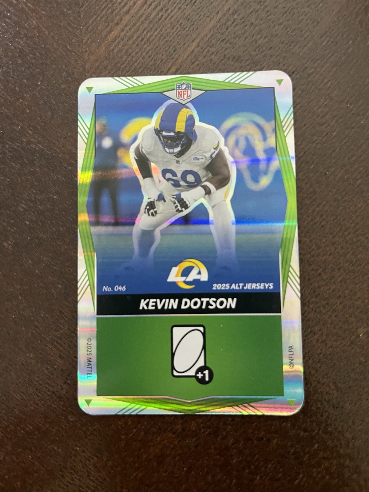 Kevin Dotson SP 2025 Uno Elite Alt Jerseys #046 Green Foil Los Angeles Rams OL