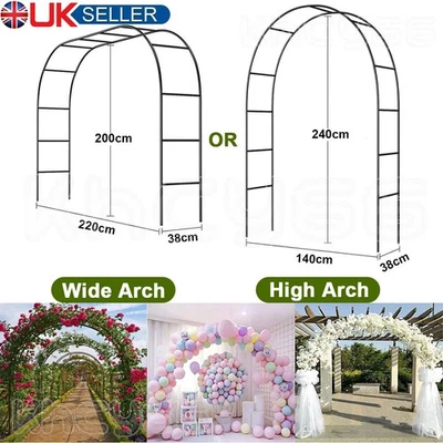 2.4M Garden Arch Trellis Arched Metal Tubular Frame Climbing Plant Archway Stand