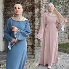 Women Muslim Long Dress Abaya Dubai Kaftan Modest Islamic Robe Ramadan Gown Arab