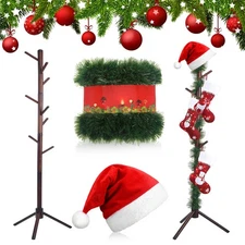 Cinnvoice 70 Inch Christmas Stocking Holder Stand Freestanding Wooden Stockin...
