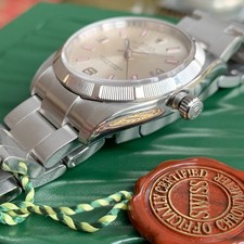 Rolex Air-King 114210 Automatic Wristwatch - Rare Pink 3-6-9-12 Numerals Dial 12