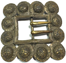 Vintage Metal Belt Buckle Ornate Etched Design Retro Collectible Floral Domes