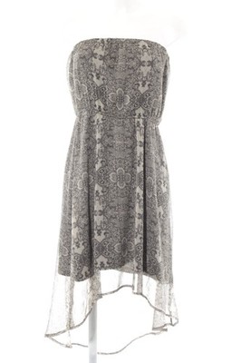VERO MODA Bandeaukleid Damen Kleid Gr. DE 38 sandbraun-schwarz Boho-Look