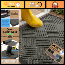 WeatherMAX Indoor Outdoor Door Mat - 29x17 Gray Diamond, Durable  Non-Slip