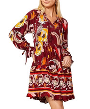 Clearance NEW Size M Womens Gibson & Latimer Long Sleeve Burgundy Floral Dress