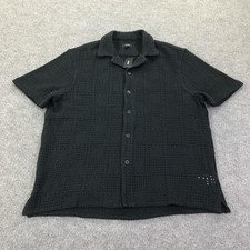Express Shirt Mens Small Black Textured Knit Short Sleeve Button Up Casual