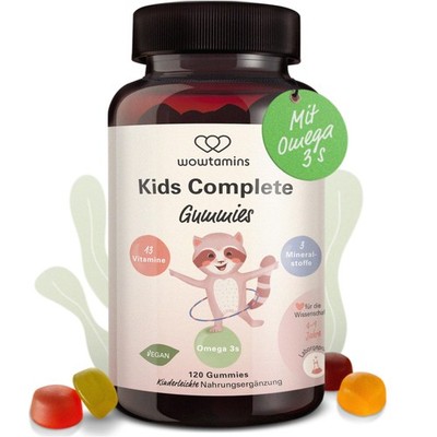 Kids Complete Vegane Multivitamin Gummies mit Omega 3 (30 Tage Vorrat) Vitamine