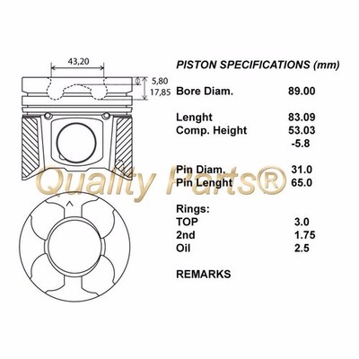 100-13160 IAP QUALITY PARTS COMPLETE ENGINE PISTON SERIES STD-Standard