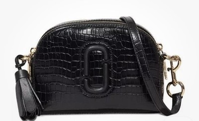 Marc Jacobs Shutter Croc Leather Crossbody Bag In Black