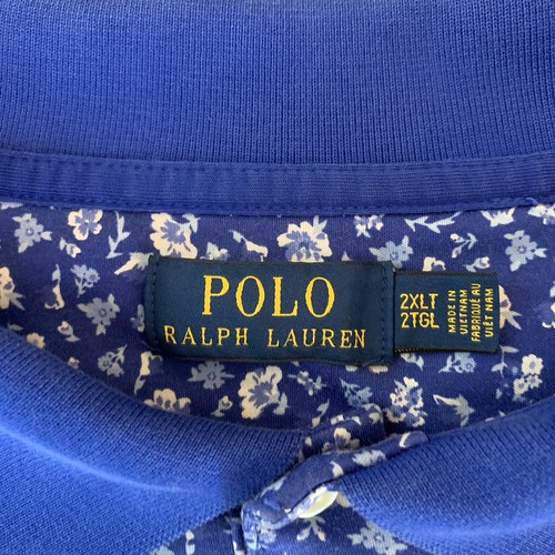 Polo Ralph Lauren Blue Floral Print Polo Shirt Short Sleeve Size 2XLT Tall - Picture 6 of 13
