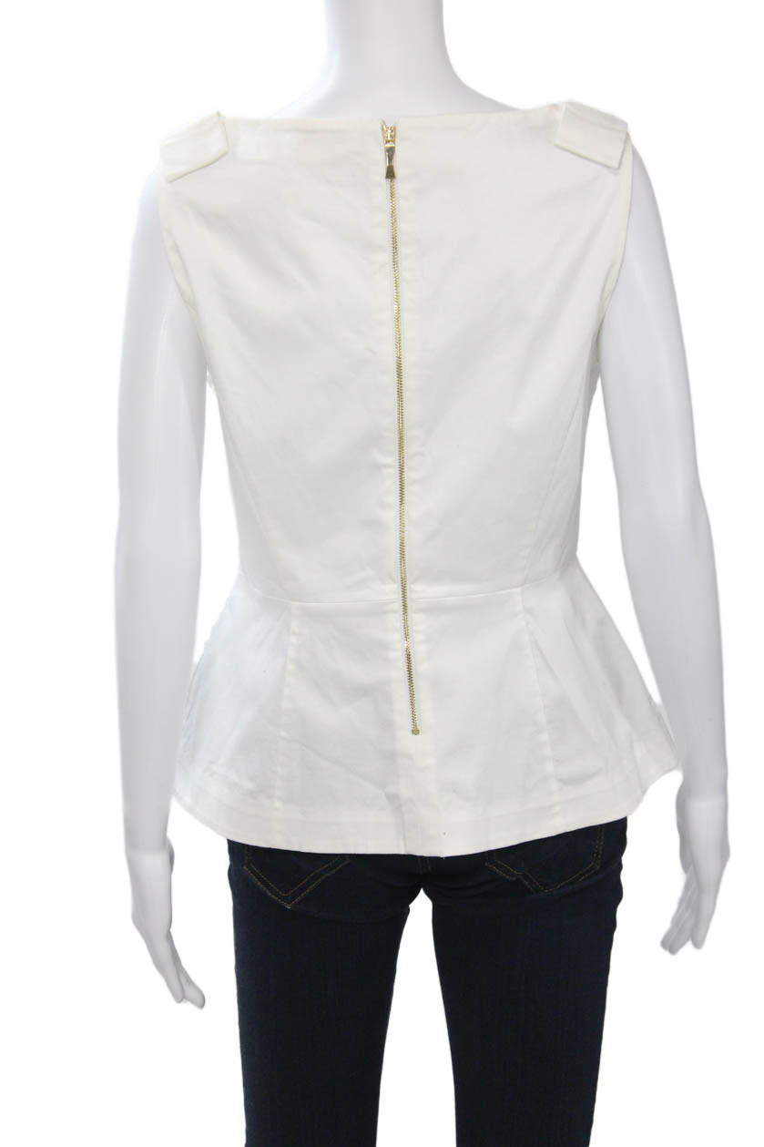 Kate Spade New York Women Sleeveless White Cotton Blouse Size 12 thumbnail 3