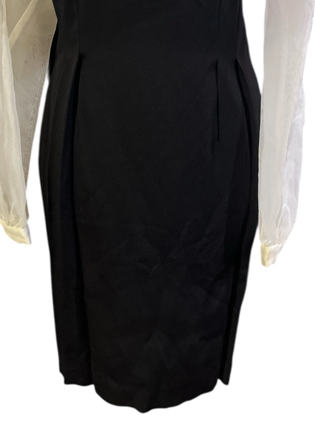 OFF WHITE Positivamente Ellyn abito vintage donna taglia 8 velato bianco sporco top con volant fondo nero