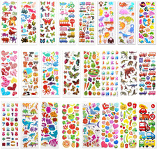 3D Puffy Stickers, 24 Sheets Vibrant Bubble Stickers for Crafts, Scrapbooking, J