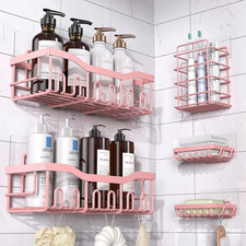 5-Pack Rustproof Stainless Steel Shower Caddy   No Drill Adhesive Bathroom Organ