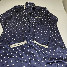 Victoria's Secret Satin Long Sleeve Navy Sleep Shirt Med Free Shipping. A6