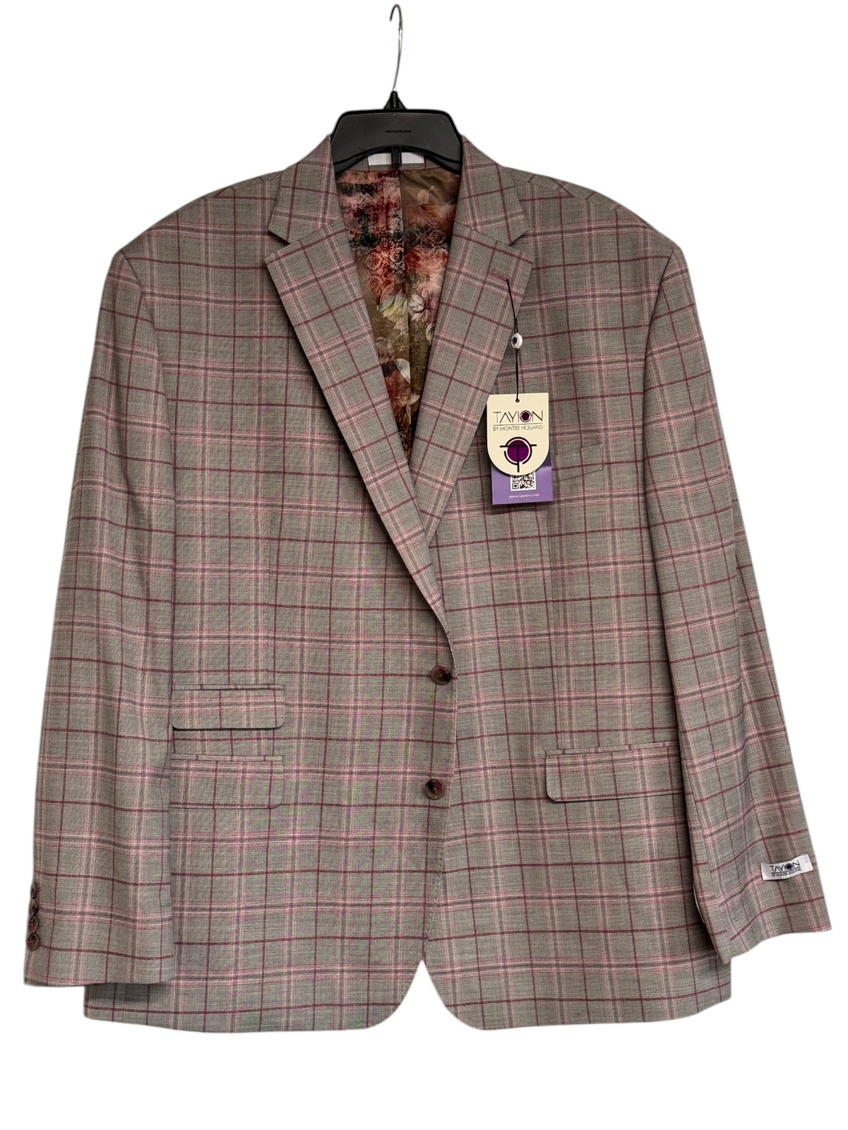 Мужской пиджак-блейзер классического кроя из коллекции Tayion Collection 48 L в серую клетку 13090₽