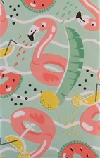 Tropical Flower Fruit Flamingo Pool Party Var Size Vinyl Flannel Back Tablecloth