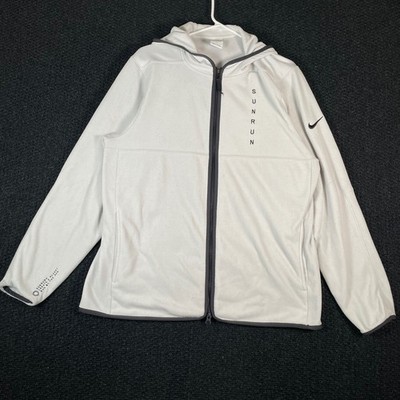 Nike Therma Fit Sun Run Hoodie Mens Large White Full Zip Fleece Athletic