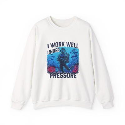 #ad Underwater Diver #x27;I Work Well Under Pressure#x27; Sweatshirt Scuba Ocean Graphic $25.19