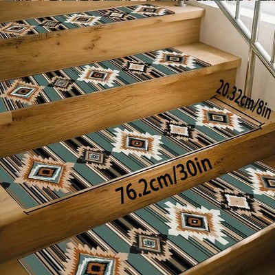 1/7/11pcs Abstract Carpet Pattern Printed Non Slip Washable Stair Treads Non S