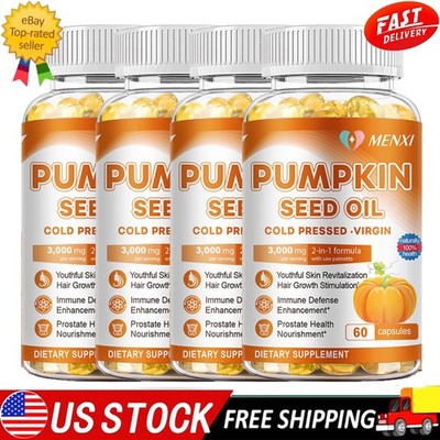 Pumpkin Seed Oil Capsules 3000mg for Hair Growth,Bladder Prostate Health Support
