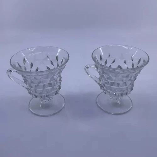 Rare Fostoria American Clear Handled Sherbet Set Of 2