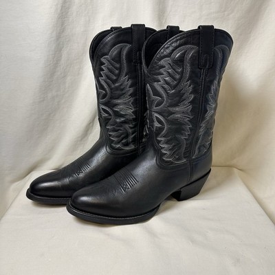 Laredo Birchwood Men's 10.5 D Western Cowboy Rancher Boots Black Leather #68450