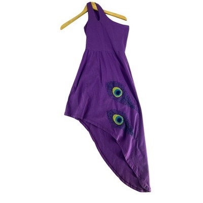 Handmade Org Cotton High Low Asymmetrical Fairycore Peacock Festival Dress XS