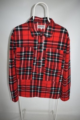 Engineered Garments Workaday Plaid Fleece Red Shirt Jacket USA Made Mens Size L