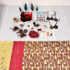 Mixed Christmas Craft Lot Multicolor Holiday Ornament DIY Scrapbook Decor Bundle