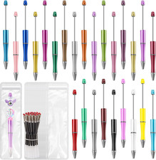 75 Pcs DIY Beadable Pens Kit - 25 Pens, 25 Refills Bags, Black for Students