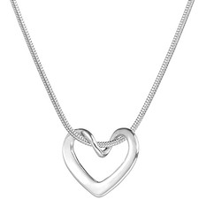 Stainless Steel Open Heart Charm Wedding Statement Birthday Holiday Silver