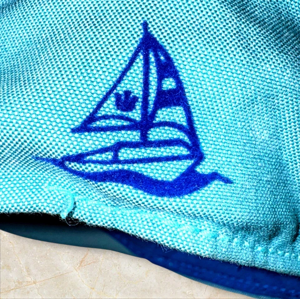 Chapéu boné plano Goorin Bros Ivy S/M logotipo veleiro azul claro forrado de algodão 2015 HTF - Imagem 3 de 4