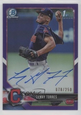 2018 Bowman Draft Chrome Pick Purple Refractor 78/250 Lenny Torres Jr Auto 5j0