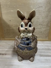 Vintage Royal Sealy Peter Rabbit Cookie Jar w/ Waistcoat 1950s Ceramic
