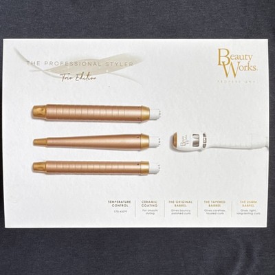 Beauty Works Professional Styler Trio Curling Wand 25mm Ceramic Adjustable Heat