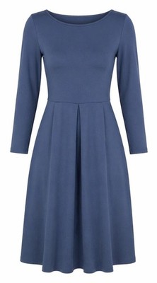 24seven Midi Dress Comfort Apparel Fit & Flare Indigo Pocket Large NEW