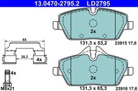 Vorderachse ATE 13.0470-2795.2 Bremsbelagsatz, Scheibenbremse FüR Bmw,Mini