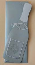 Glückwunsch Karte Grusskarte originelle Champagner Flasche Silber Handarbeit