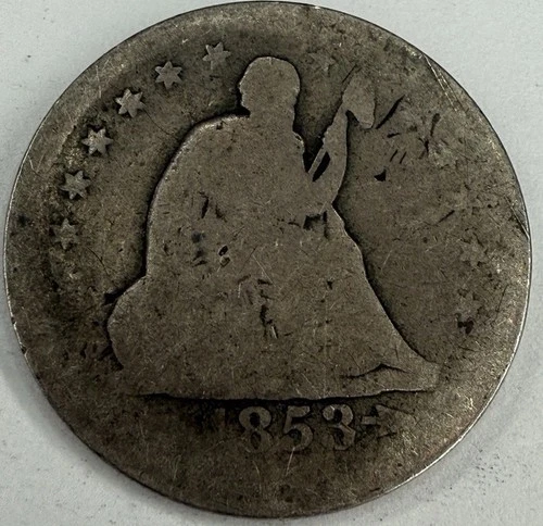 1853 Arrows And Rays Seated Liberty Quarter Exact Coin Imaged #SL274