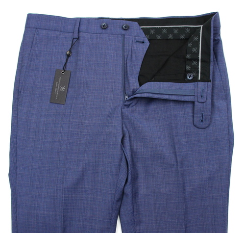 $228 John Varvatos Star USA Pants 32 Men's Blue Plaid Flat Front Street NWT - Picture 5 of 7