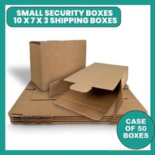 50x BOXES 9" x 6.5" x 3" Corrugated Security Shipping Box NO TAPE REQUIRED Boxes