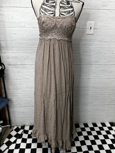 Free People strapless maxi dress Taupe dress corset boho maxi beach dress S - Picture 1 of 3
