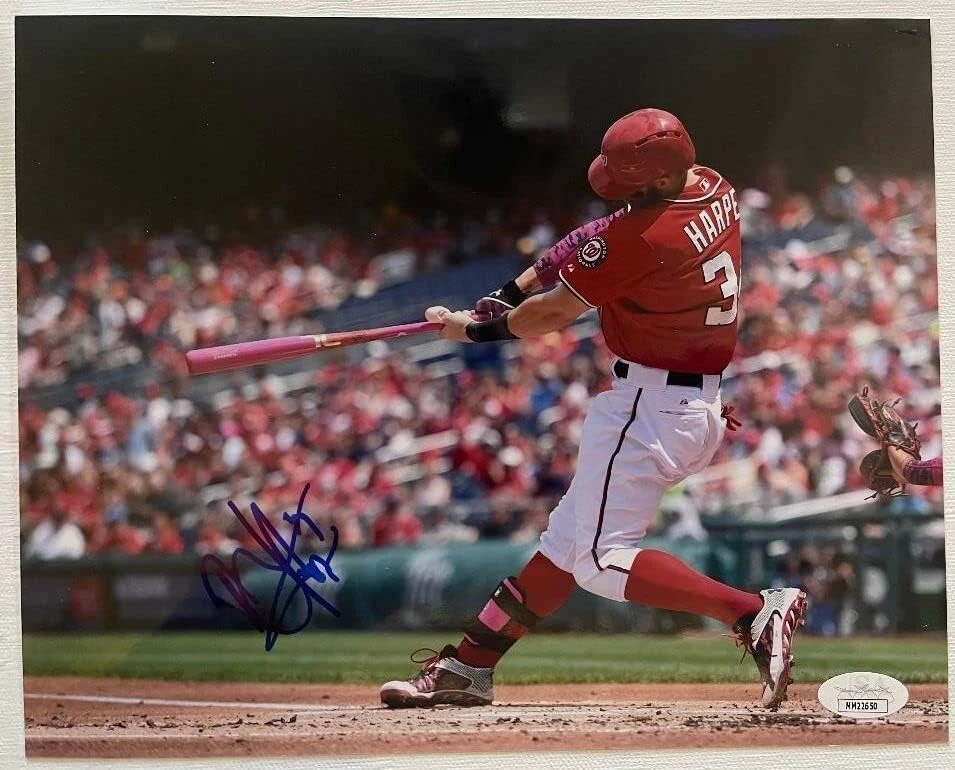 Bryce Harper Signed Autographed Glossy 8x10 Photo Washington Nationals : JSA COA - Image 2 of 3