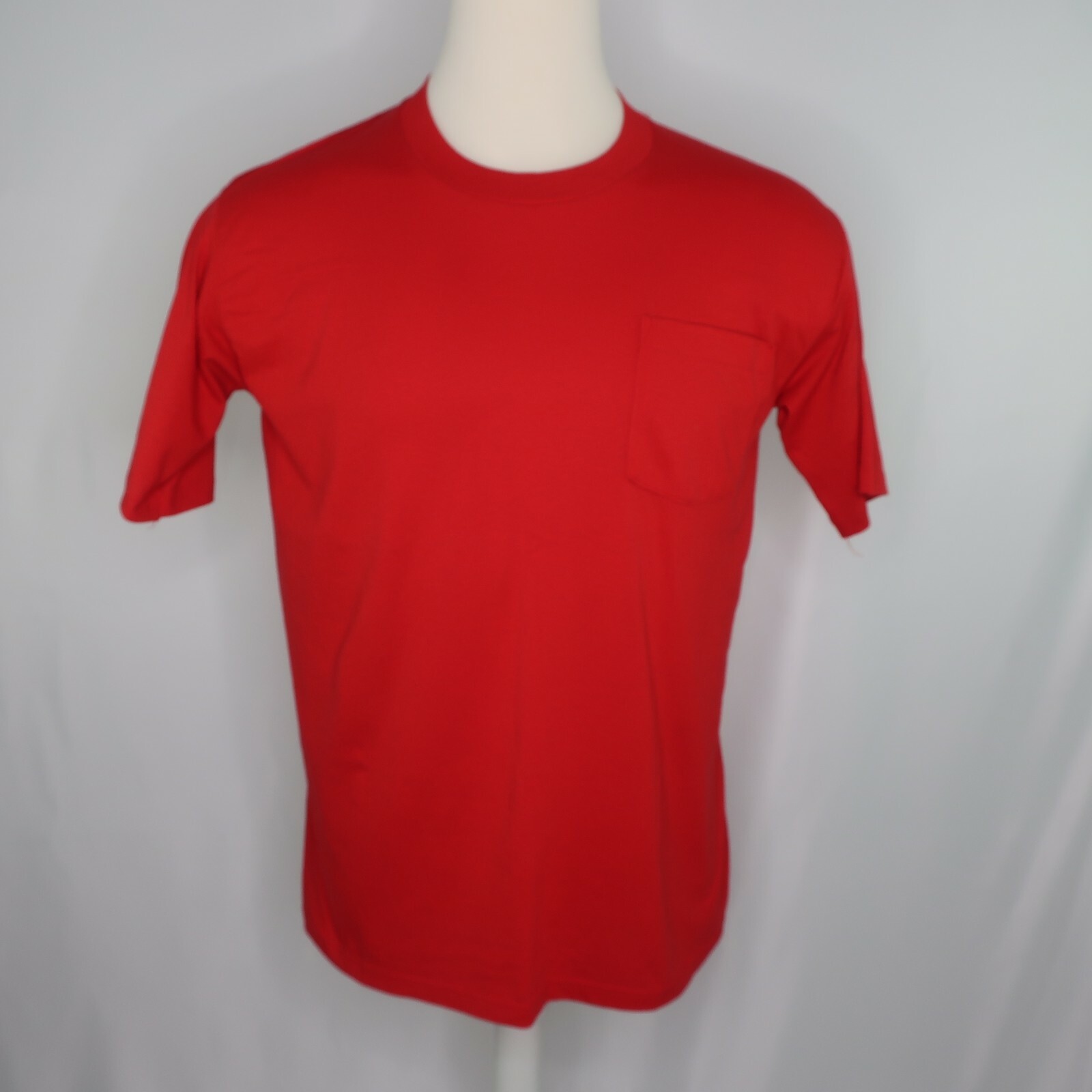 VTG 80s Red Blank Solid Crew Neck Single Stitch F… - image 1