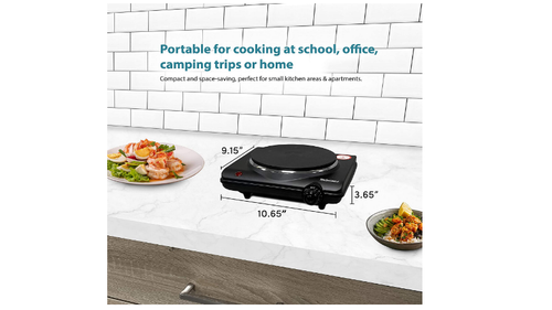 Portable Single Electric Burner Hot Plate Stove Dorm Compact Travel Counter Top - Picture 8 of 8