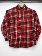 RedHead Shirt Men's Large Tall Red Black Plaid Cotton Button-Up Flannel