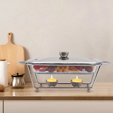 Countertop Chafing Dish Buffet Set Warming Tray Buffet Server Tempered Glass 2L